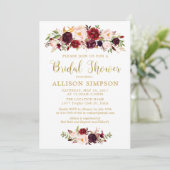 Marsala Rouge Automne Gold BridalDouche Invitation (Debout devant)