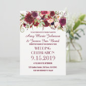 Marsala Rouge Bourgogne Floral Chic Cartes de Mari (Debout devant)