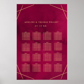 Marsala Rouge Bourgogne moderne Mariage Poster