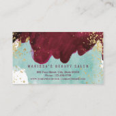 Marsala Rouge Turquoise Aquarelle Carte de visite  (Dos)