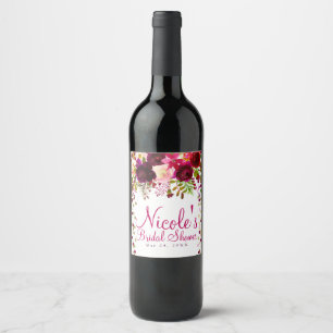 Marsala Roze Bloem Goud Bourgondië Krachtig Trouwe Wijn Etiket