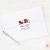 Marsala Roze Bloemen Bruiloft Vierkante Stickers (Envelop)