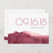 Marsala roze moderne, eenvoudige bruiloft met de d aankondigingskaart (Voorkant / Achterkant)