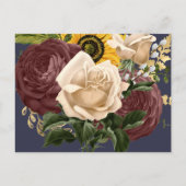 Marsala Rozen Sunflower Budget Cheap Weddenschap Uitnodiging Briefkaart (Achterkant)