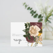 Marsala Rozen Sunflower Budget Cheap Weddenschap Uitnodiging Briefkaart (Staand voorkant)