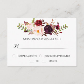 Marsala RSVP Wedding Card
