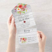 Marsala  Rustic Charm Garden Wedding All In One Uitnodiging (Afscheurbaar)