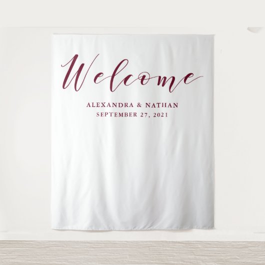 Marsala Script Trouwachtergrond | Fotohokje Prop Wandkleed (Voorkant)