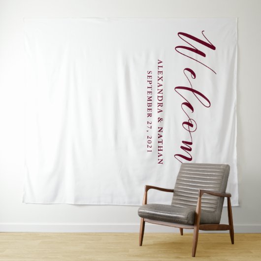 Marsala Script Wedding Backdrop | Foto Booth Prop Wandkleed (In Situ (horizontaal))