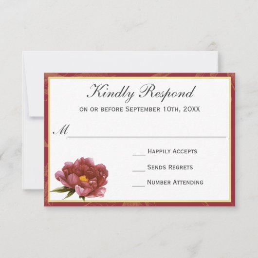Marsala Splendor Aquarelle Florale RSVP (Devant)