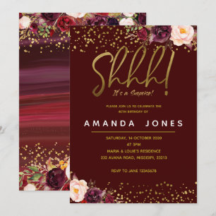 Marsala Surprise Birthday Party Invitation Kaart