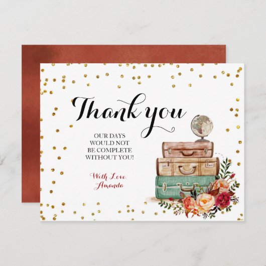 Marsala Travel Theme Dank je wel Bedankkaart (Voorkant / Achterkant)