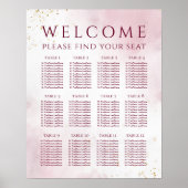 Marsala Waterverf Elegant Wedding Seating Chart Poster (Voorkant)