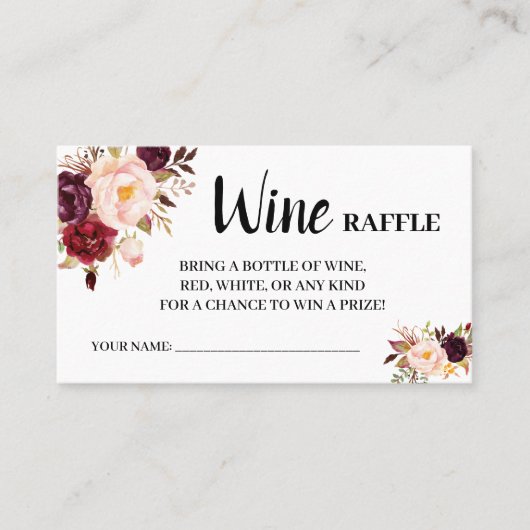 Marsala Wine Raffle Ticket Vrijgezellenfeest kaart (Voorkant)