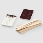 Marsala Wine Red Waterverf Floral Wedding Programm Handwaaier (Niet-gemonteerd)