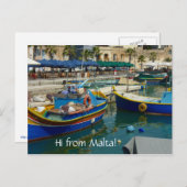 Marsaxlokk geverfde boten briefkaart (Voorkant / Achterkant)