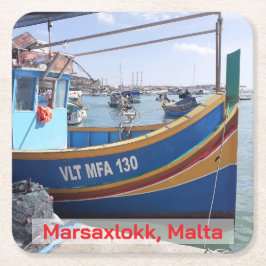 Marsaxlokk Vist Boats Malta Vierkante Kartonnen Onderzetter