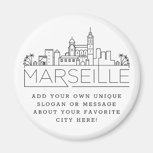 Marseille | Aangepaste stad Bericht of slogan Magneet (Voorkant)