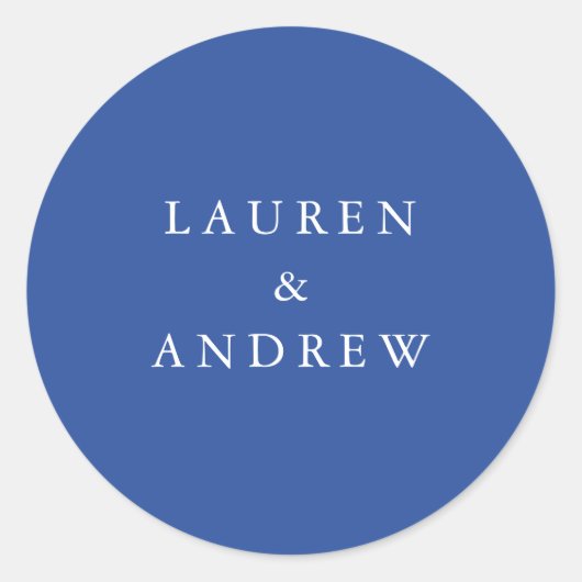 Marseille blauw wit moderne bruiloft envelop afdic ronde sticker (Voorkant)