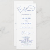 Marseille Blauw & Witte Elegeante Minimalistische  Programma (Voorkant / Achterkant)