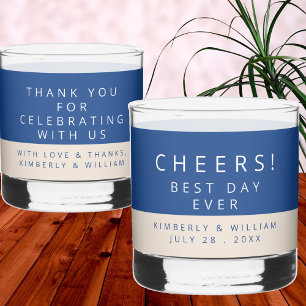 Marseille Bleu Dubbelzijdig bruiloft party gunsten Whisky Glas