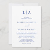 Marseille Bleu Monogram Eenvoudige Minimalistische Kaart (Voorkant)