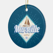 Marseille City France retro zeilschip Keramisch Ornament (Links)