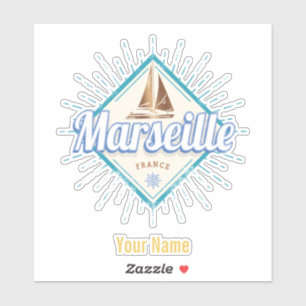 Marseille City France retro zeilschip Sticker