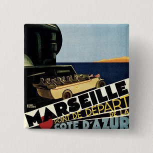 Marseille ~ Cote D'Azur Vierkante Button 5,1 Cm