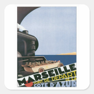 Marseille Cote D'azur Vierkante Sticker