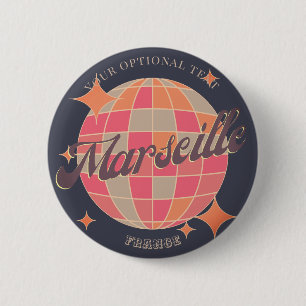 Marseille Frankrijk City mode roze discobal Ronde Button 5,7 Cm