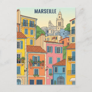 Marseille Frankrijk Reisillustratie Briefkaart