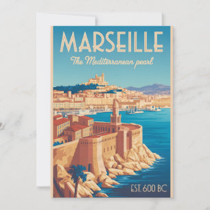 Marseille Frankrijk Retro Stijl Stadsgezicht Reize Feestdagenkaart