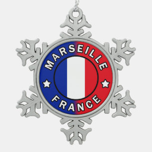 Marseille Frankrijk Tin Sneeuwvlok Ornament