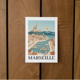 Marseille Frankrijk Vintage Minimalistische Reis Briefkaart