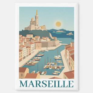 Marseille Frankrijk Vintage Minimalistische Reis Magneet