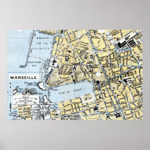 Marseille, Franse kaart Poster