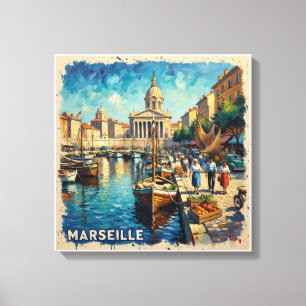 Marseille Haven Oude Haven Schilderij op Canvas Afdruk