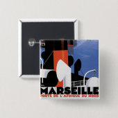 Marseille Poster Vierkante Button 5,1 Cm (Voorkant /achterkant)