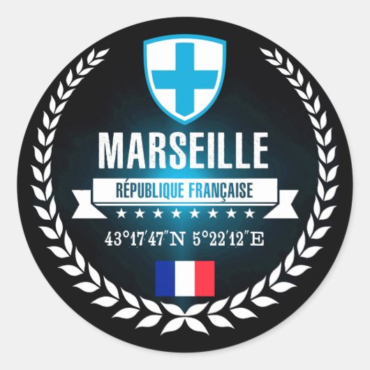 Marseille Ronde Sticker (Voorkant)