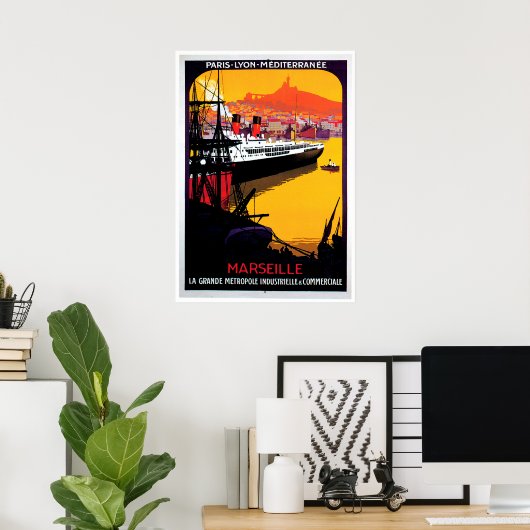 Marseille Ship Advertisement Poster (Thuiskantoor)