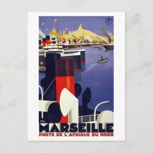 Marseille Vintage Travel Poster teruggezet Briefkaart