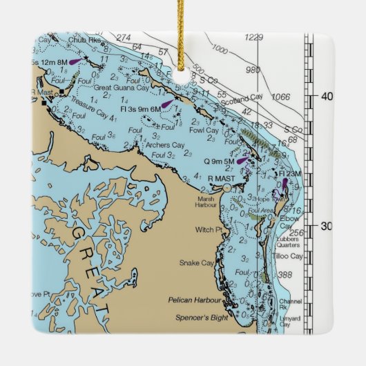 Marsh Harbor Abaco Chart Keramisch Ornament (Achterkant)