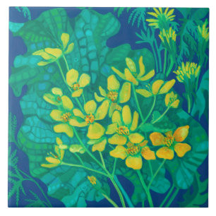 Marsh Marigold Summer Wildbloemen Floral Painting Tegeltje