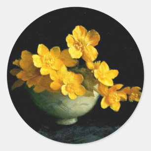 Marsh Marigolds, nog steeds levenspatter Ronde Sticker