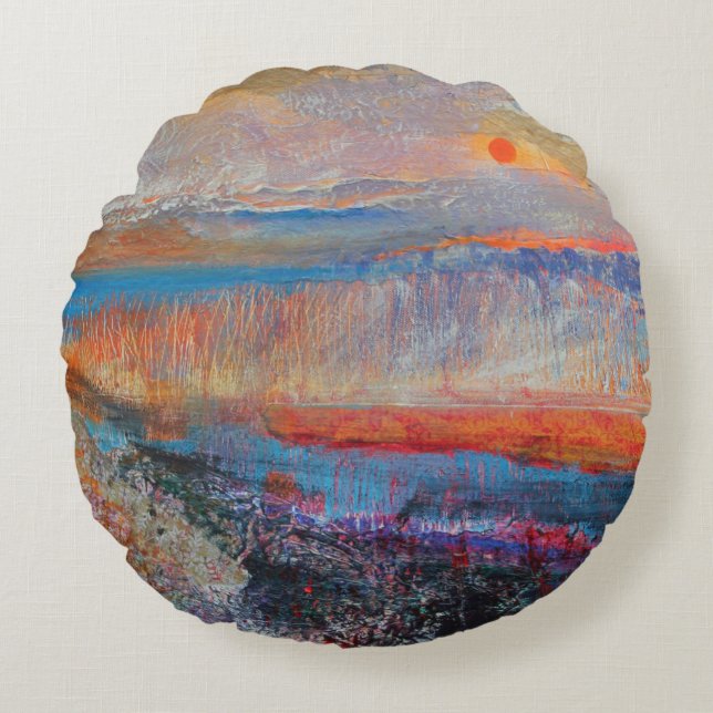 Marsh Sunset 2013 Rond Kussen (Voorkant)