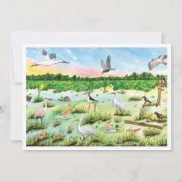 Marsh Wetlands Flat Greeting Card Bedankkaart