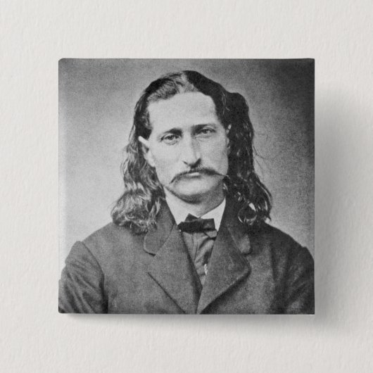 Marshal Wild Bill Hickok Old West Gunfighter Vierkante Button 5,1 Cm (Voorkant)