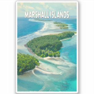 Marshall eilanden Illustratie Reis Kunst Vintage Sticker