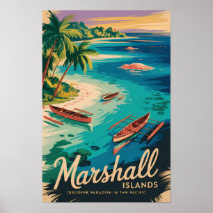 Marshall eilanden kust illustratie reis kunst poster